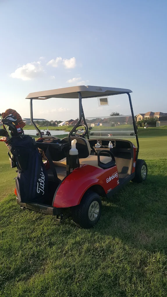 Golf cart ready on the path